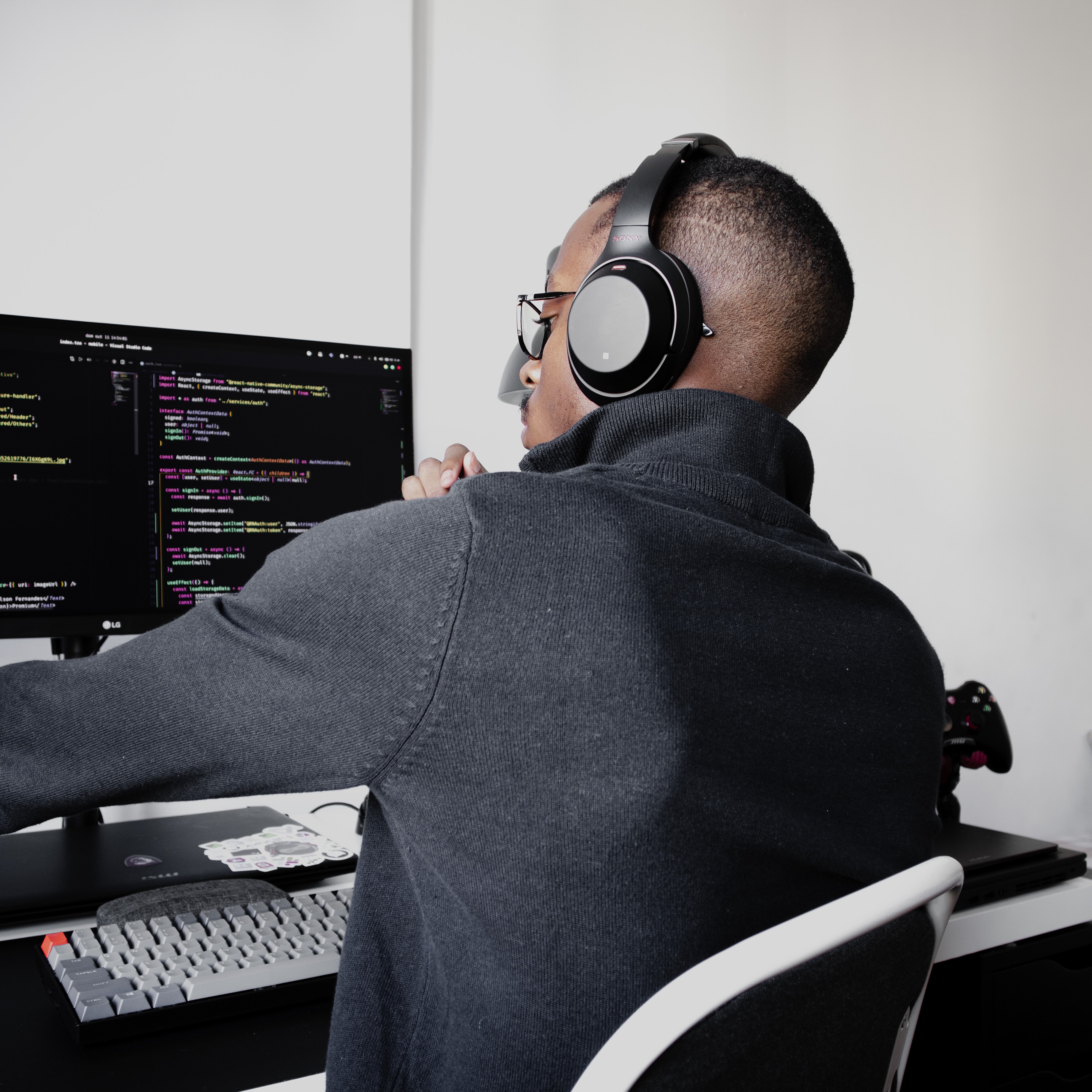 guy using computer